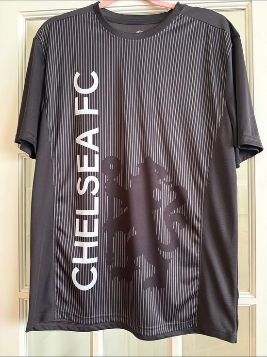 Chelsea Other - Chelsea FC Men’s Gray Vertical-Stripe Short-Sleeve Jersey - Club Graphic